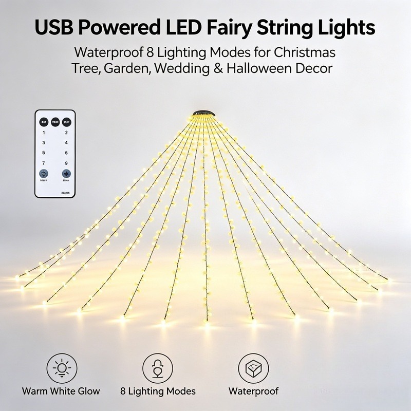 Lighting Tree Decor - USB LED Peri Işık Dizileri, Bahçe