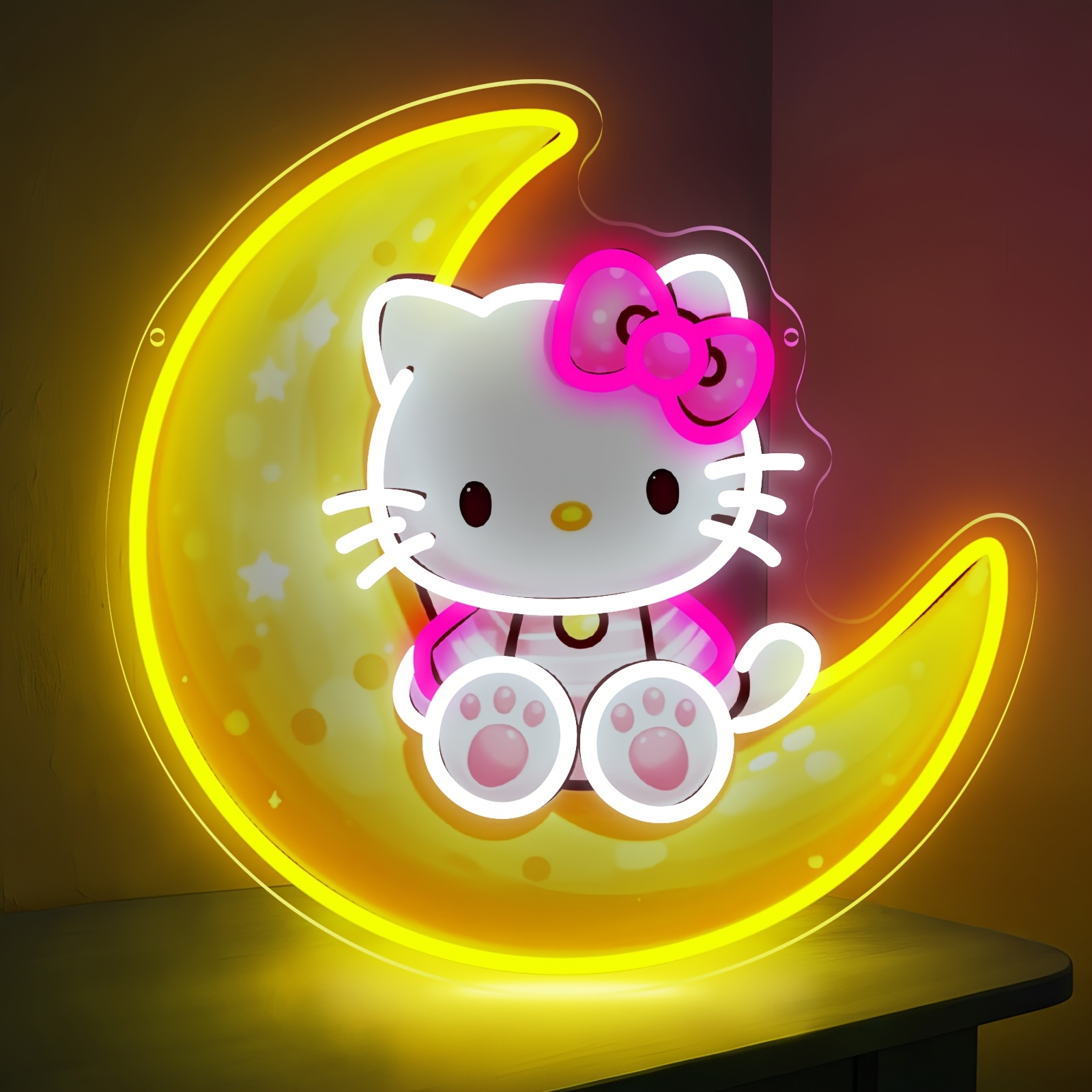 Lighting Decor For Diwali - Hello Kitty on Moon Sarı Sevimli