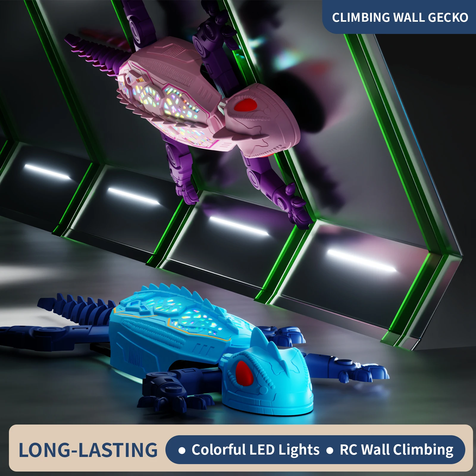 Gecko Lighting & Decor - Uzaktan Kumandalı Işıklı Duvara Tırmanan Gecko,