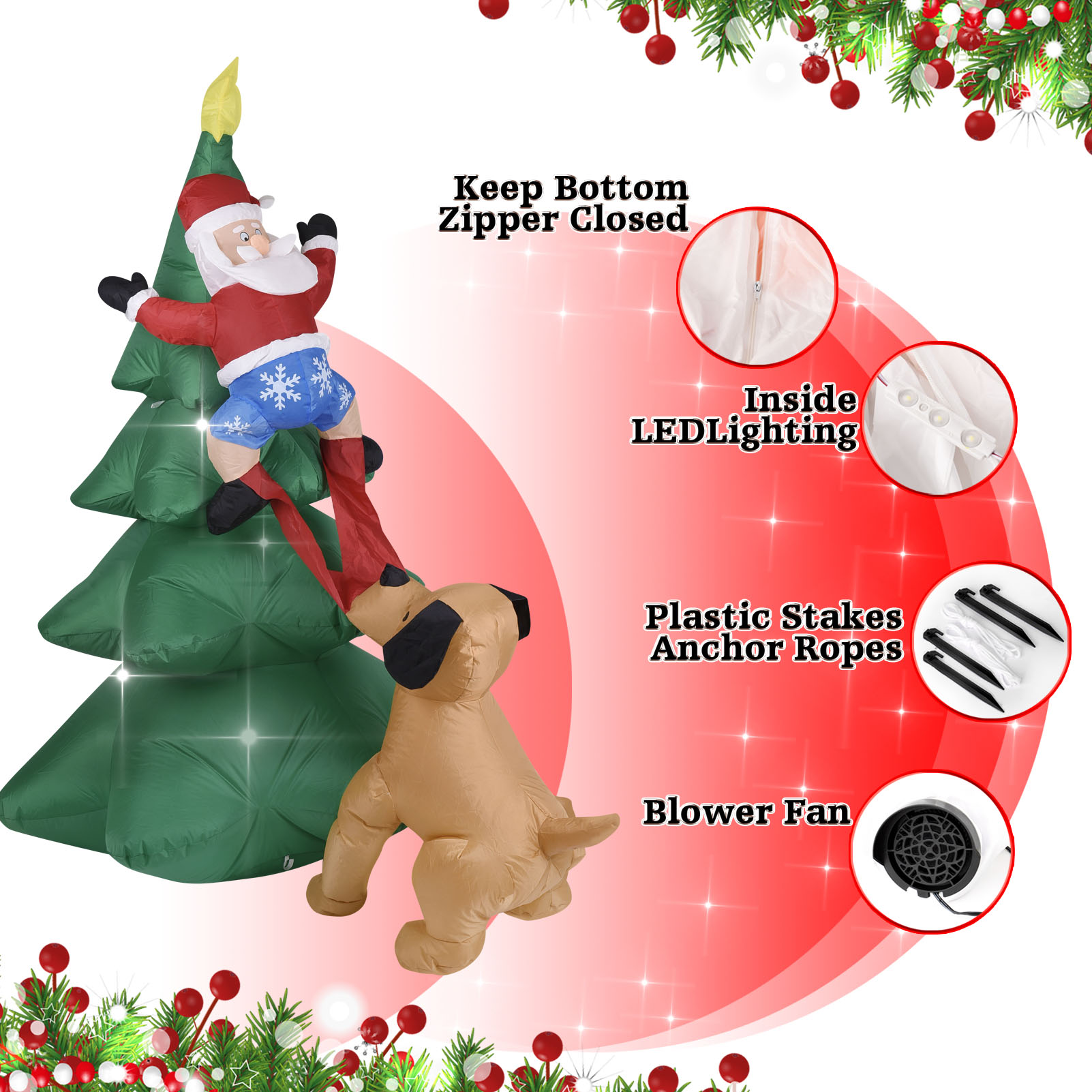 Noel Şişme Köpek, Noel Baba il - Lighting Tree Decor incelemesi ve fiyatı