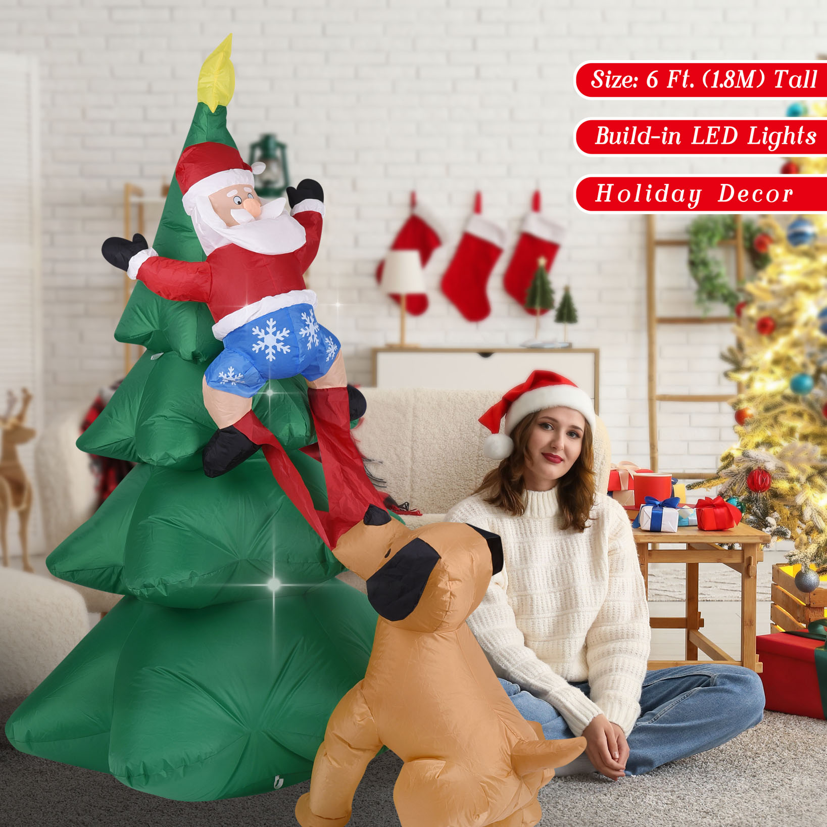 Noel Şişme Köpek, Noel Baba il - Lighting Tree Decor incelemesi ve fiyatı